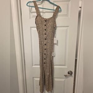 Elegant Tan Button-Down Dress